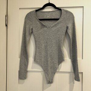 American Eagle Heather Grey Knit Bodysuit Size XS